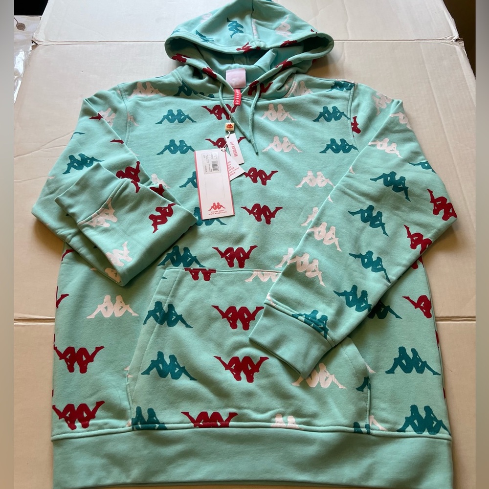 Kappa Men's Teal and Red Logo Sweater